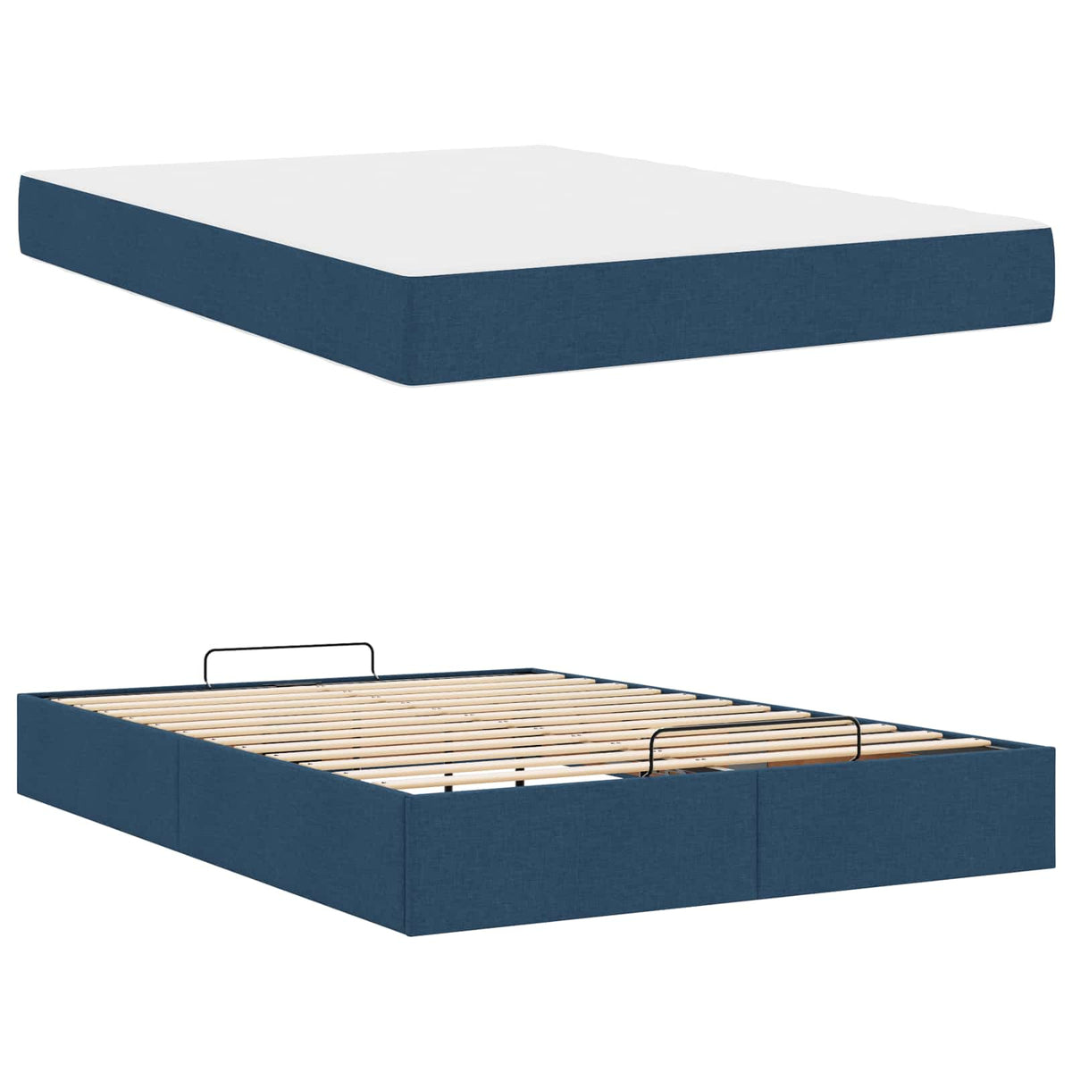 Cadre de lit avec matelas 2 pc Bleu tissu - XIOS
