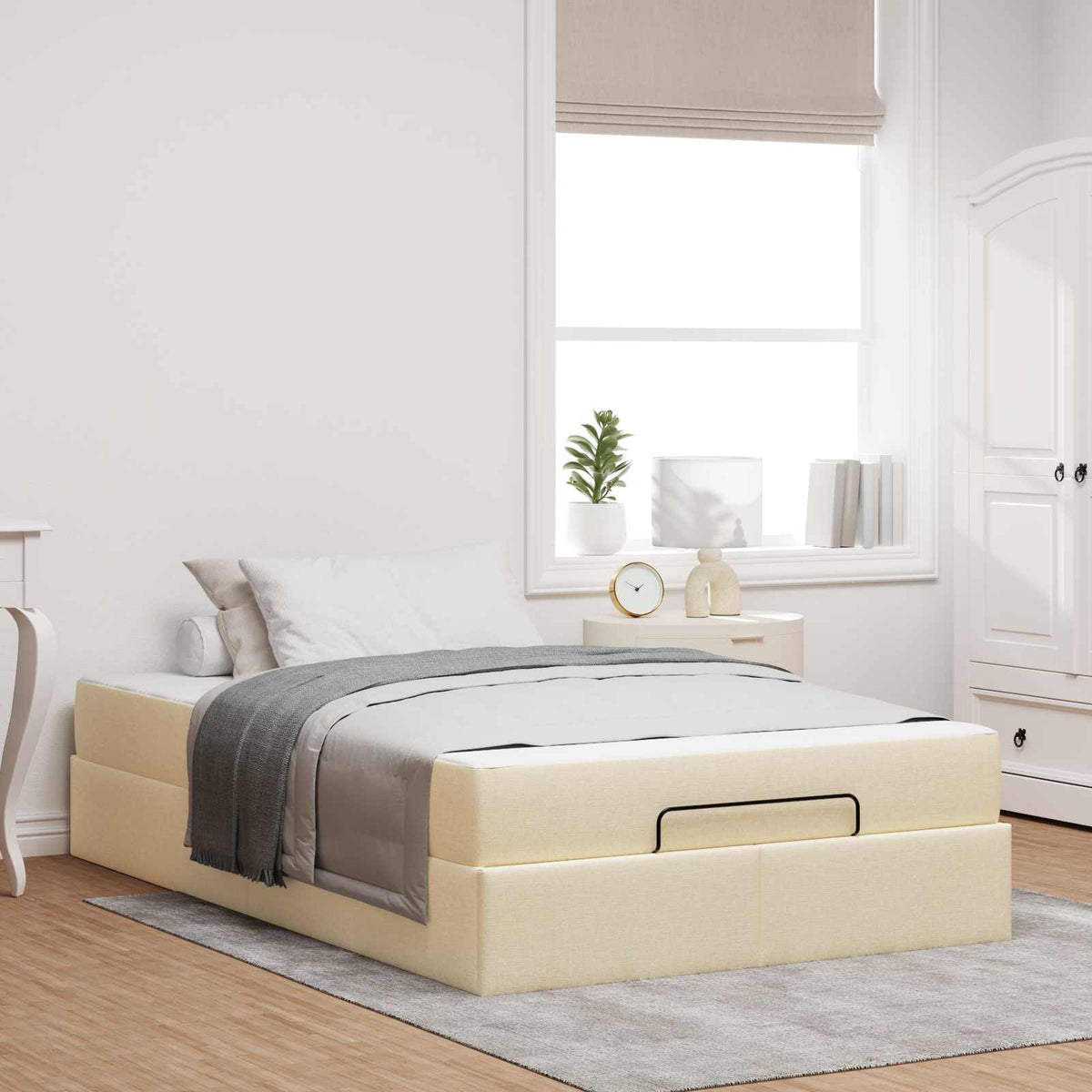 Cadre de lit avec matelas 2 pc Crème tissu - XIOS