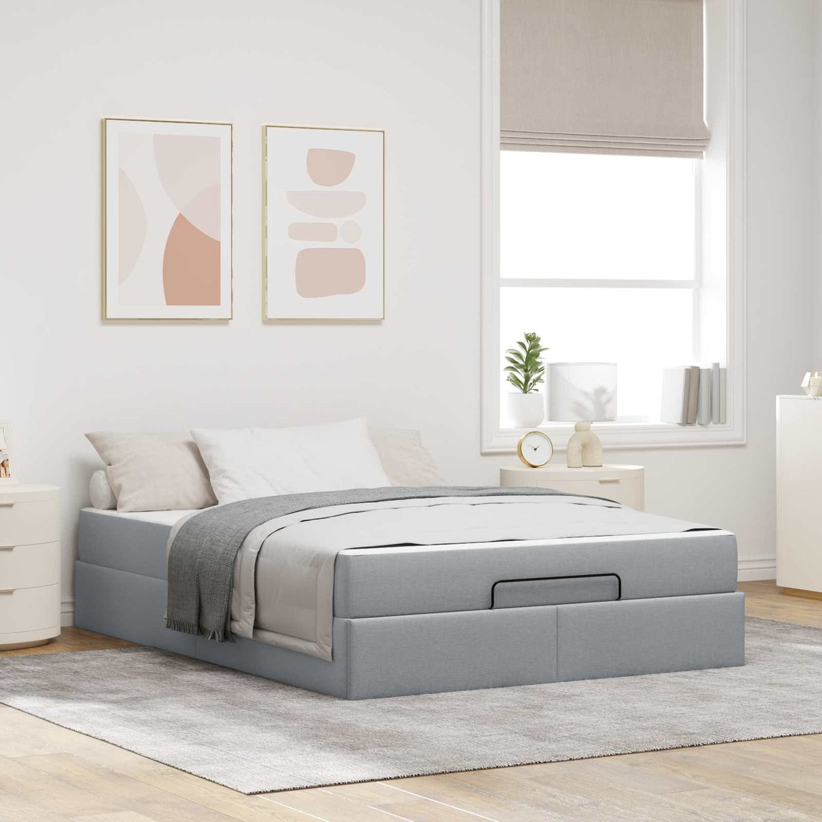 Cadre de lit avec matelas 2 pc Gris clair tissu - XIOS