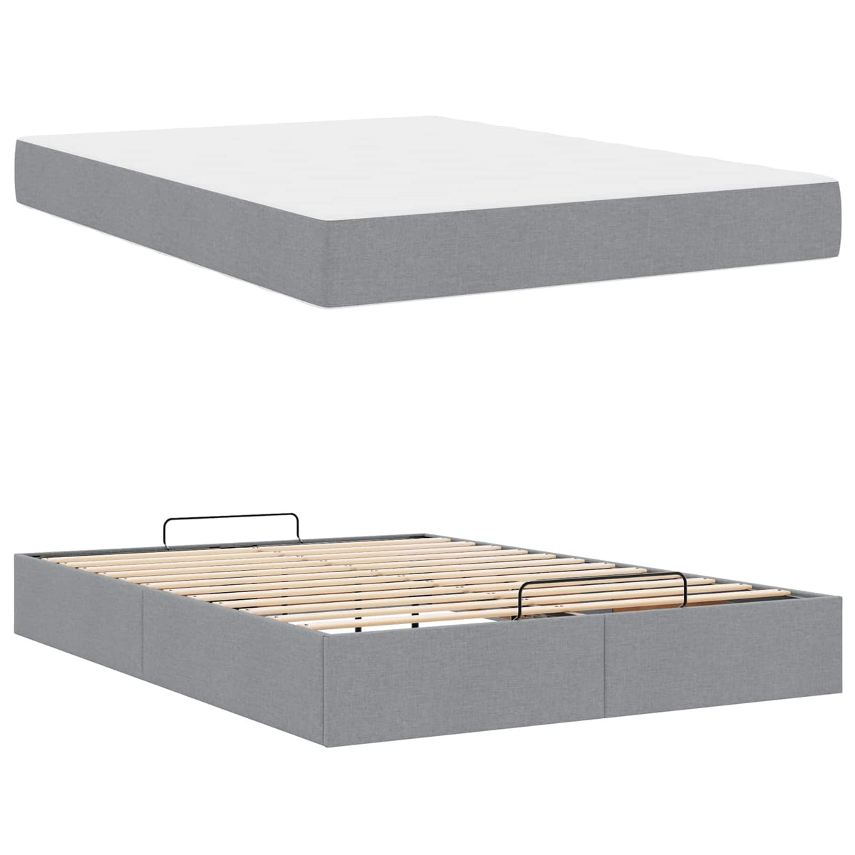 Cadre de lit avec matelas 2 pc Gris clair tissu - XIOS