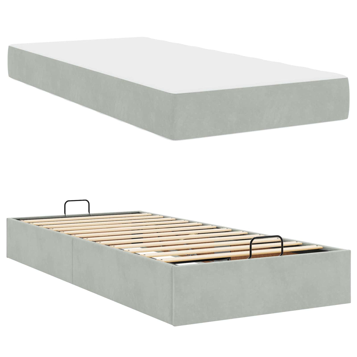 Cadre de lit avec matelas 2 pc Gris clair Velours - XIOS