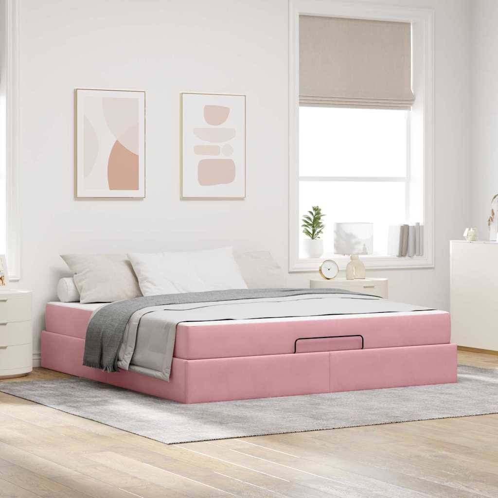 Cadre de lit avec matelas 2 pc Rose Velours - XIOS