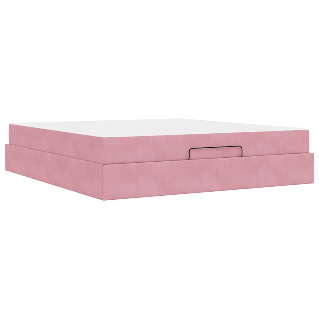 Cadre de lit avec matelas 2 pc Rose Velours - XIOS