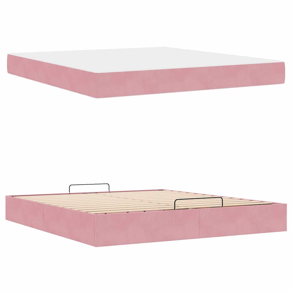 Cadre de lit avec matelas 2 pc Rose Velours - XIOS