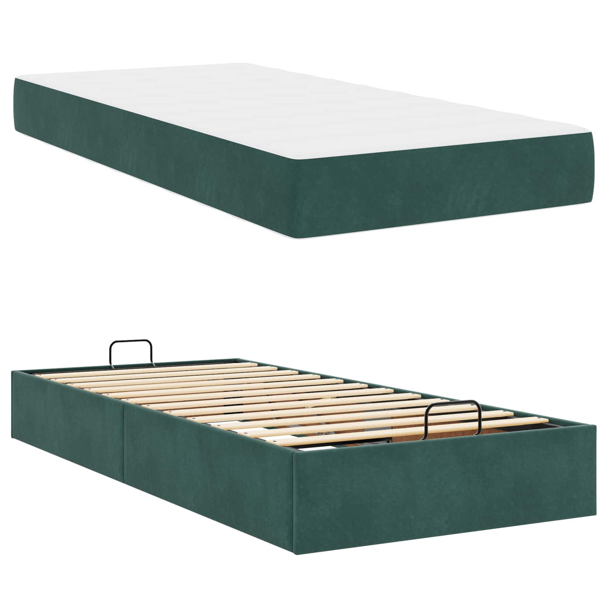 Cadre de lit avec matelas 2 pc Vert Velours - XIOS