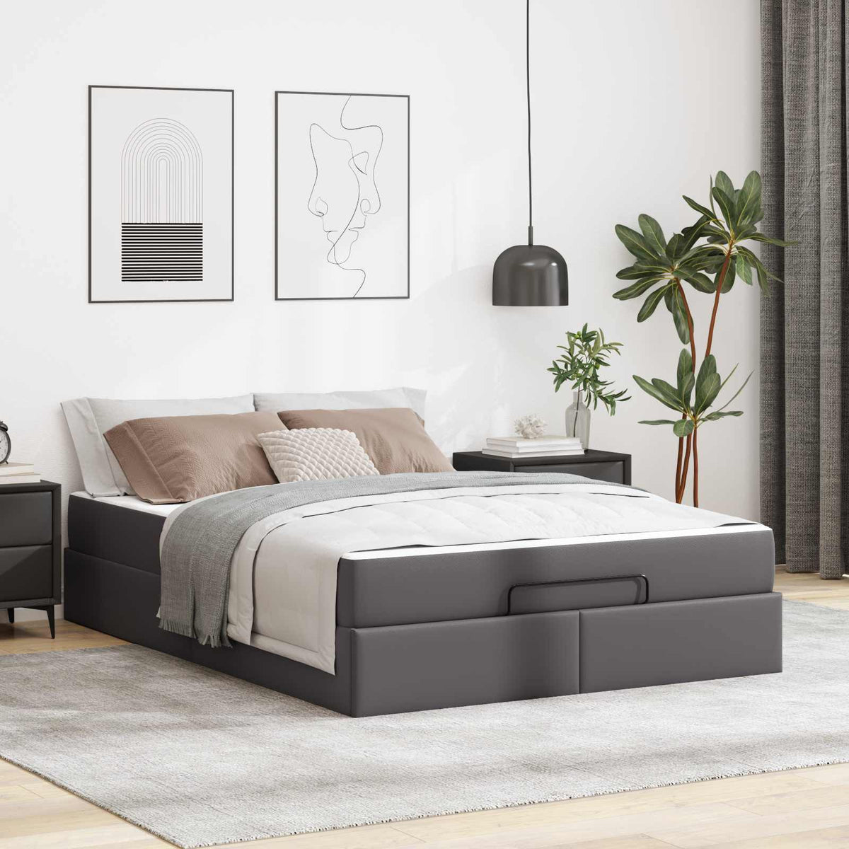 Cadre de lit avec matelas Autre 2 pc Gris PVC - XIOS