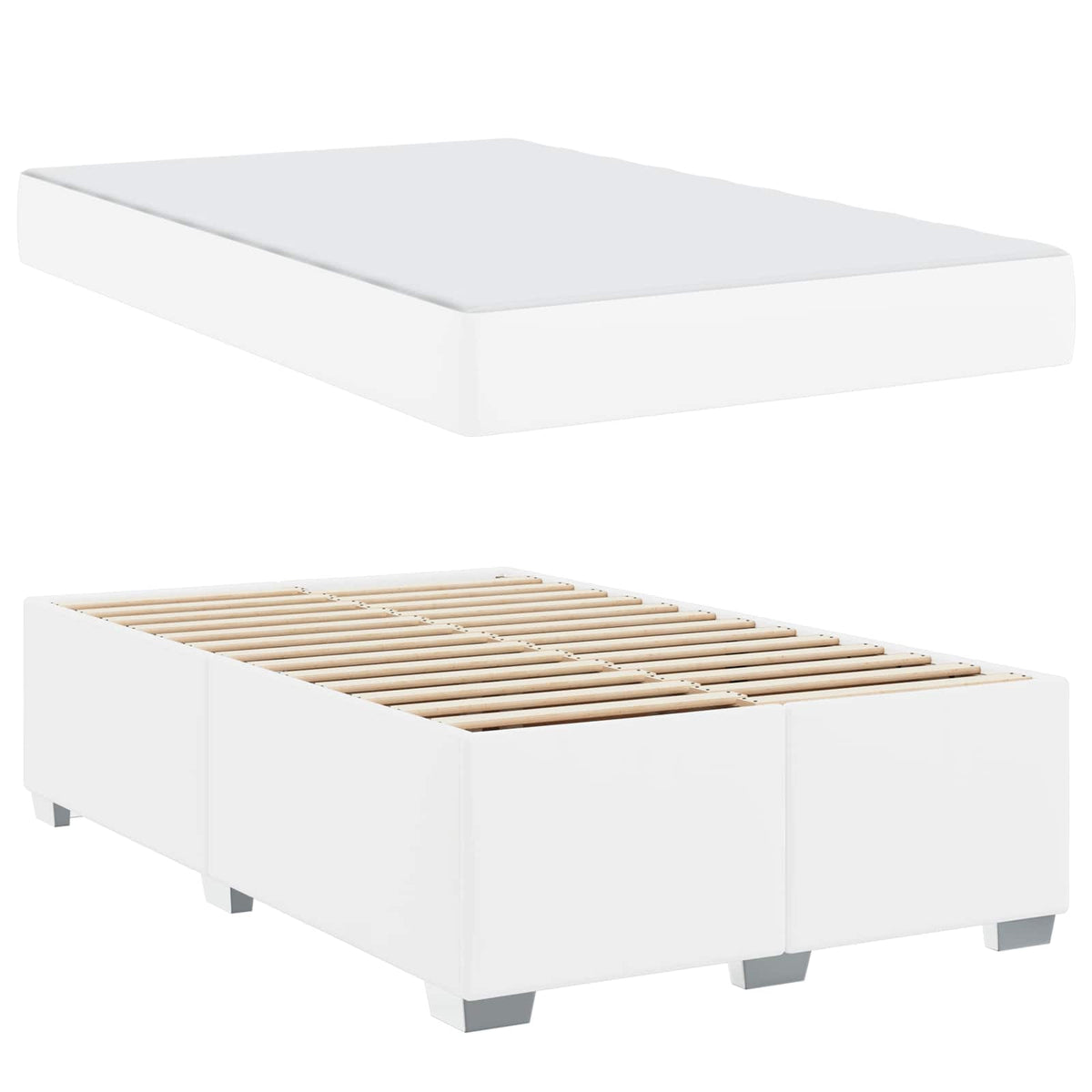 Cadre de lit avec matelas Blanc 120 x 190 cm tissu - XIOS