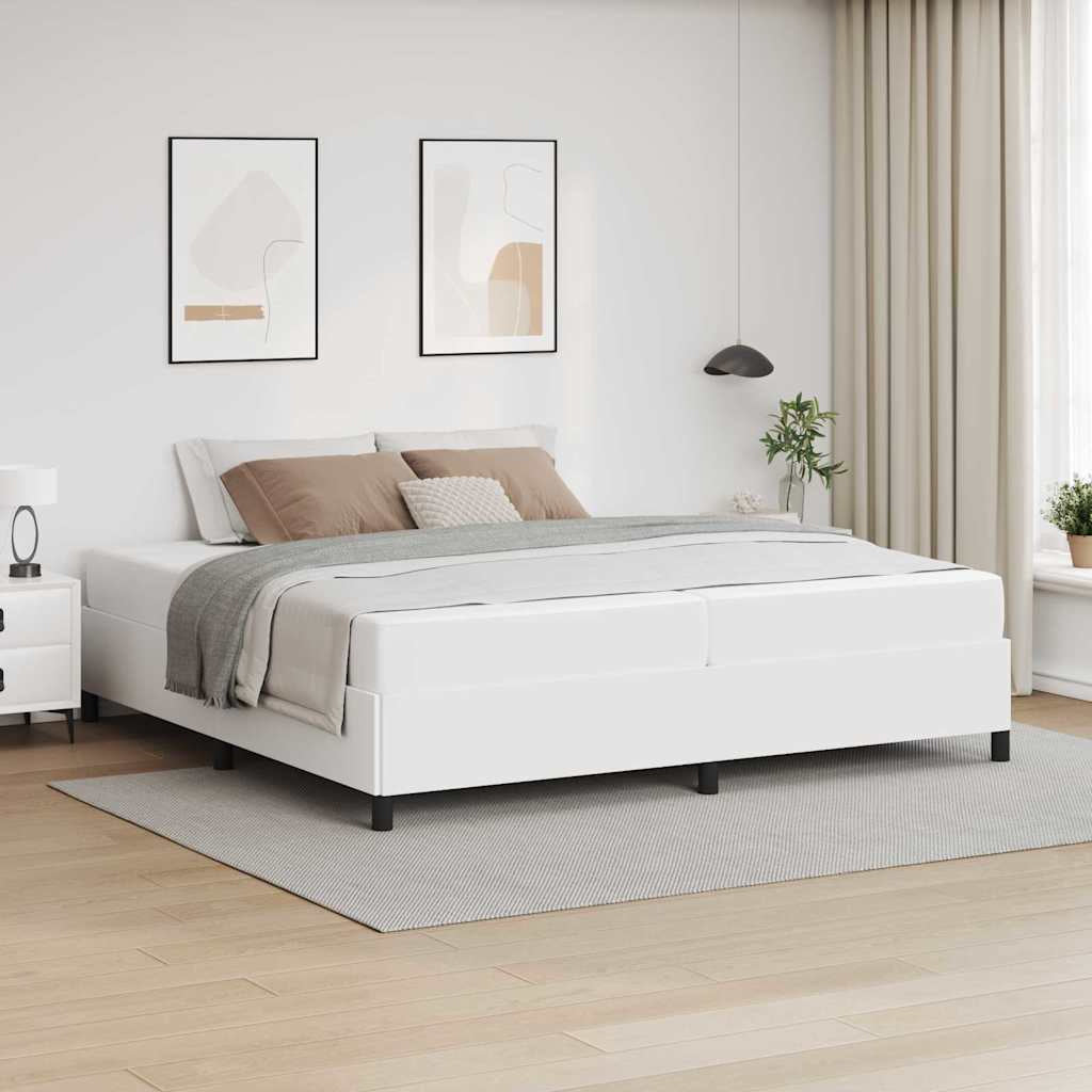 Cadre de lit avec matelas Blanc 200 x 200 cm tissu - XIOS