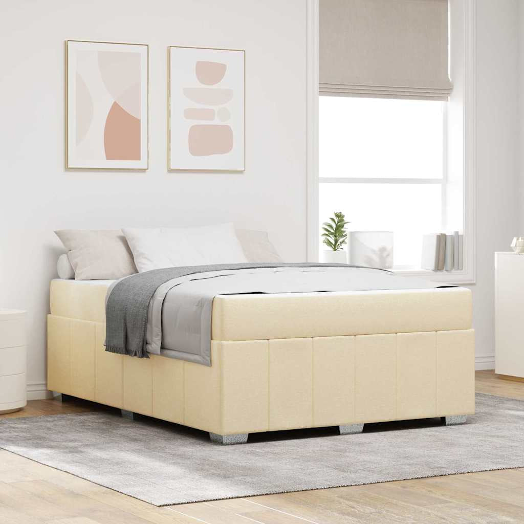 Cadre de lit avec matelas Crème 140 x 200 cm tissu - XIOS
