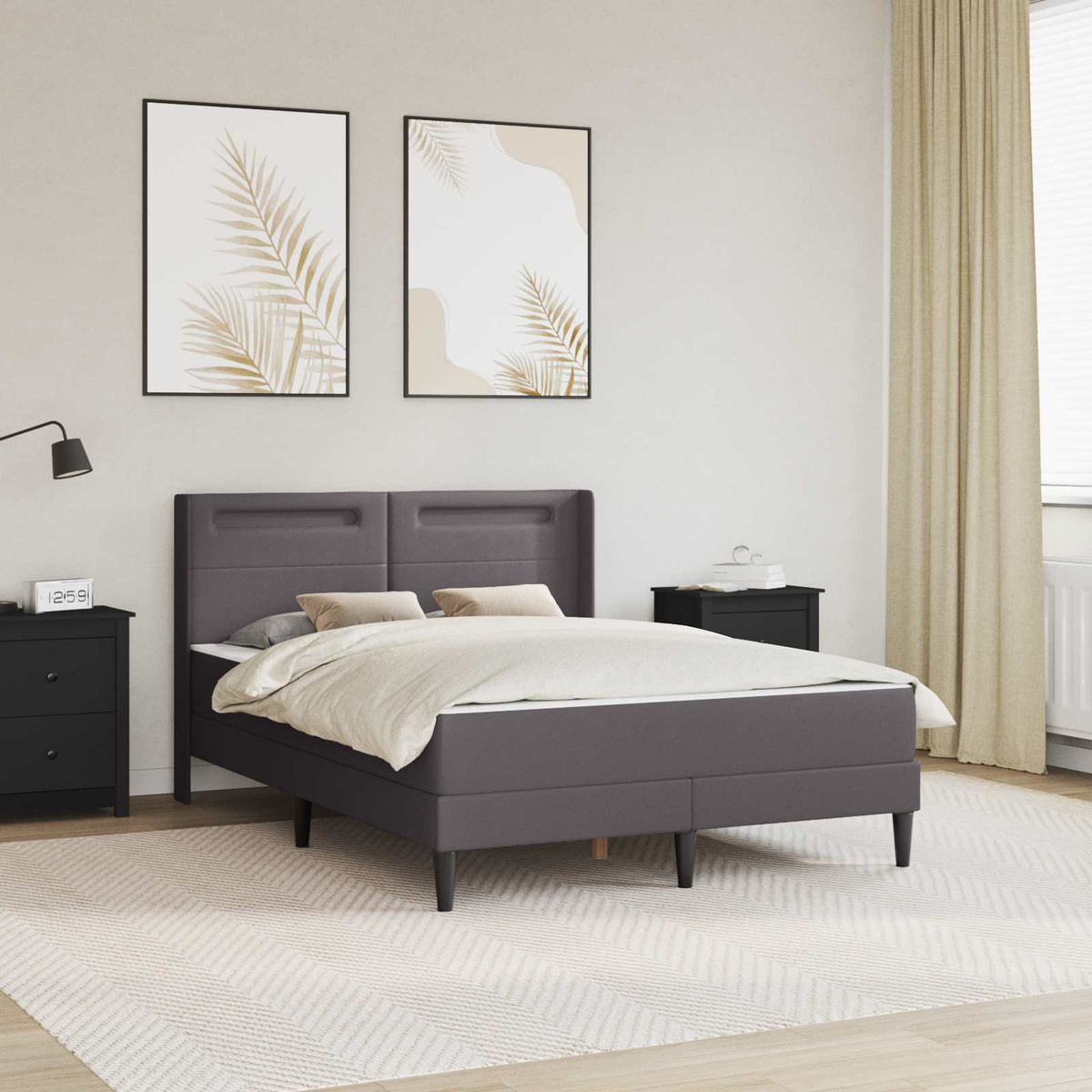 Cadre de lit avec matelas Gris 160 x 200 cm Simili cuir - XIOS