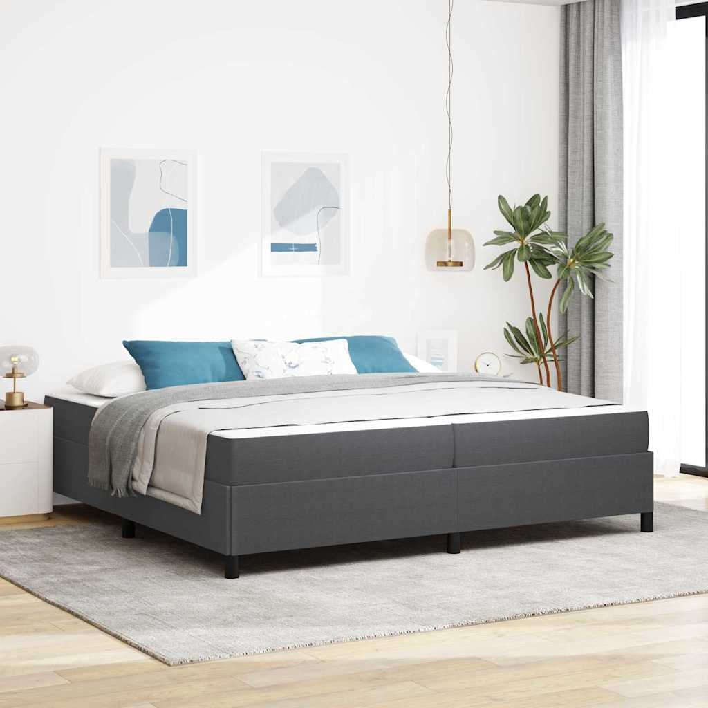 Cadre de lit avec matelas Gris foncé 200 x 200 cm tissu - XIOS