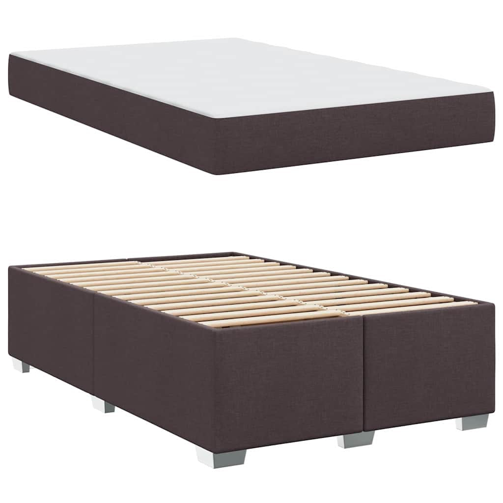 Cadre de lit avec matelas Marron foncé 120 x 190 cm tissu - XIOS