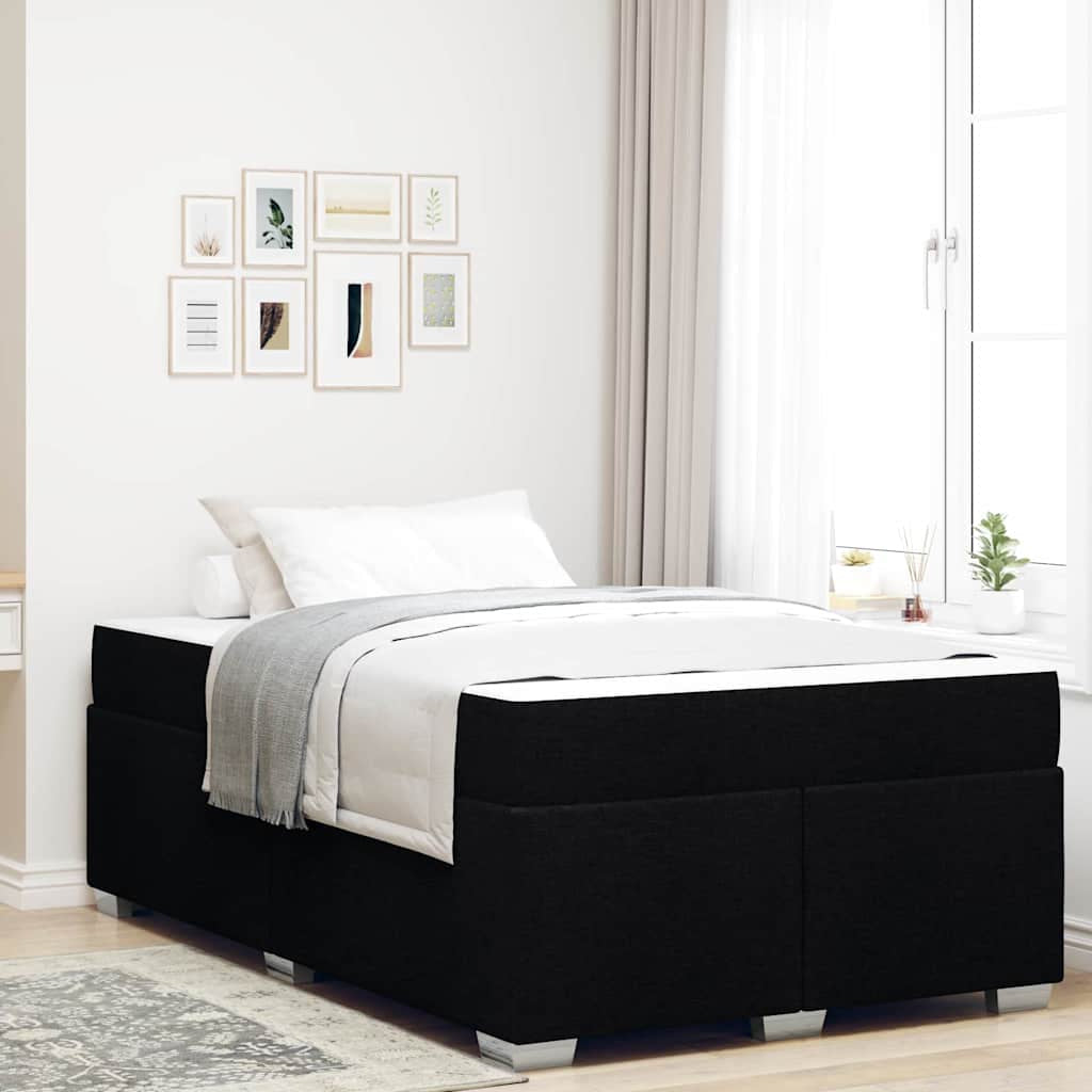 Cadre de lit avec matelas Noir 120 x 200 cm tissu - XIOS