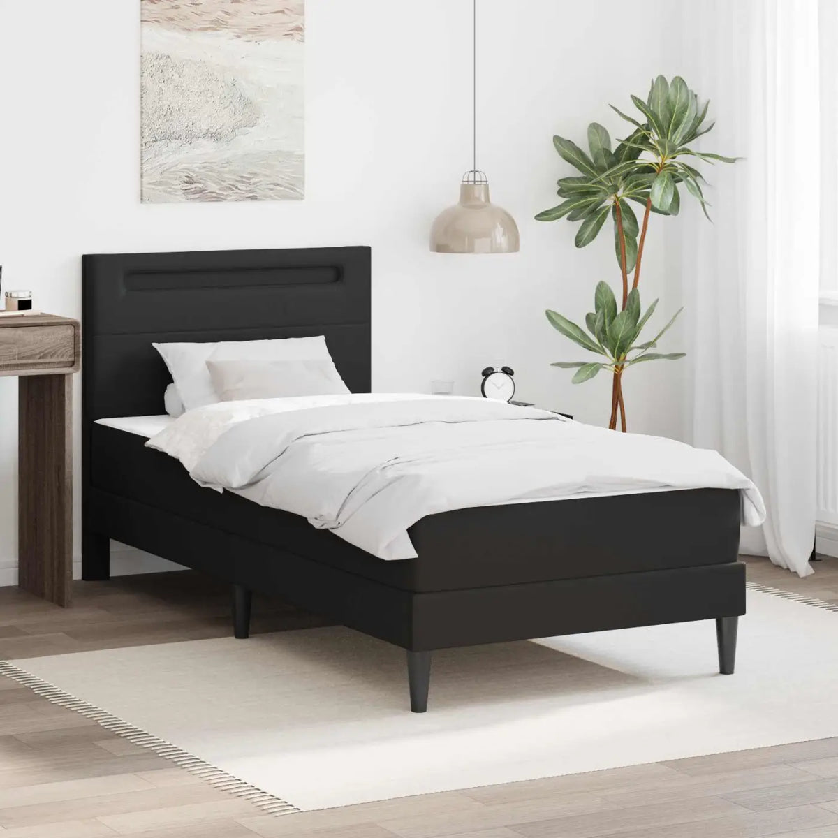 Cadre de lit avec matelas Noir 80 x 200 cm Simili cuir - XIOS
