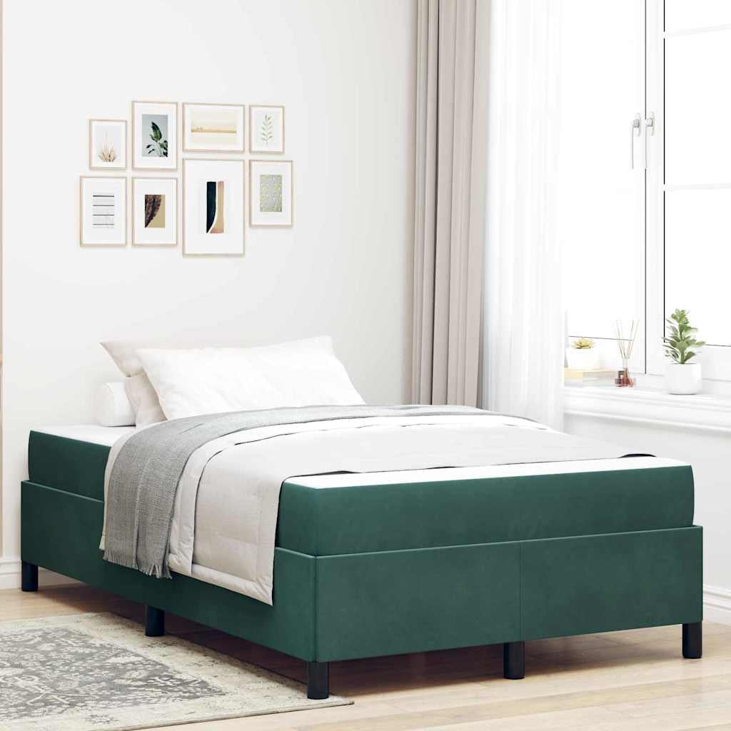 Cadre de lit avec matelas Vert foncé 120 x 190 cm tissu - XIOS