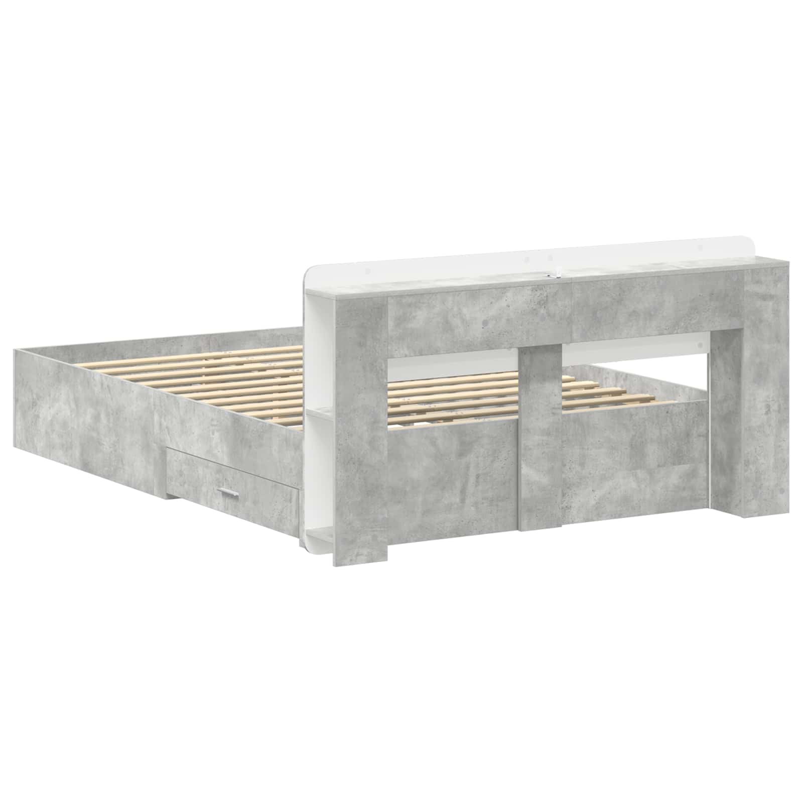 Cadre de lit avec rangement Gris béton 160 x 200 cm - XIOS