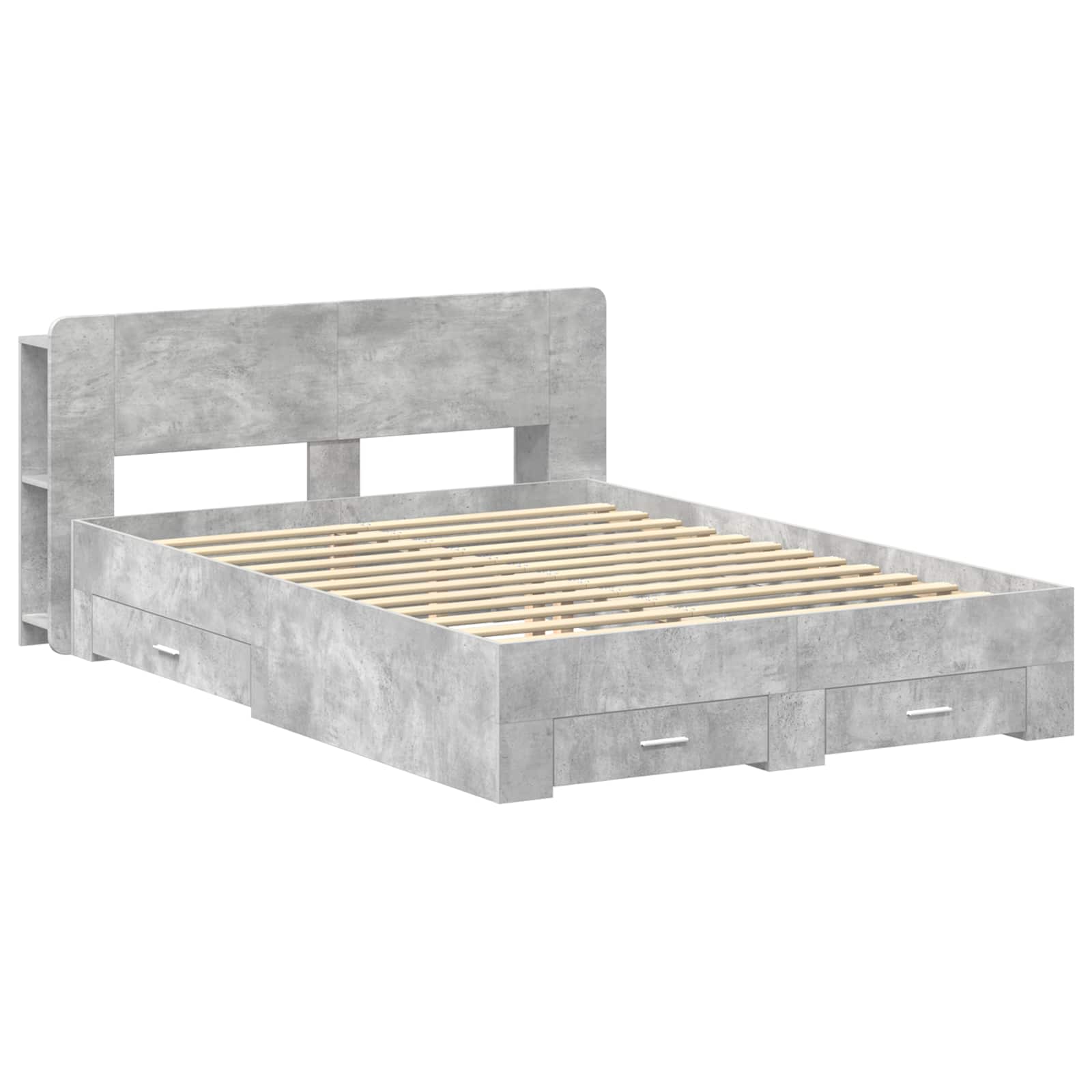 Cadre de lit avec rangement Gris béton 160 x 200 cm - XIOS