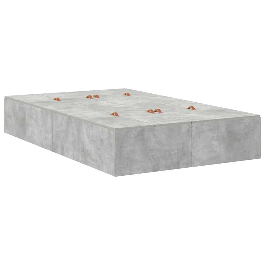 Cadre de lit avec rangement avec porte Gris béton 120 x 190 cm - XIOS