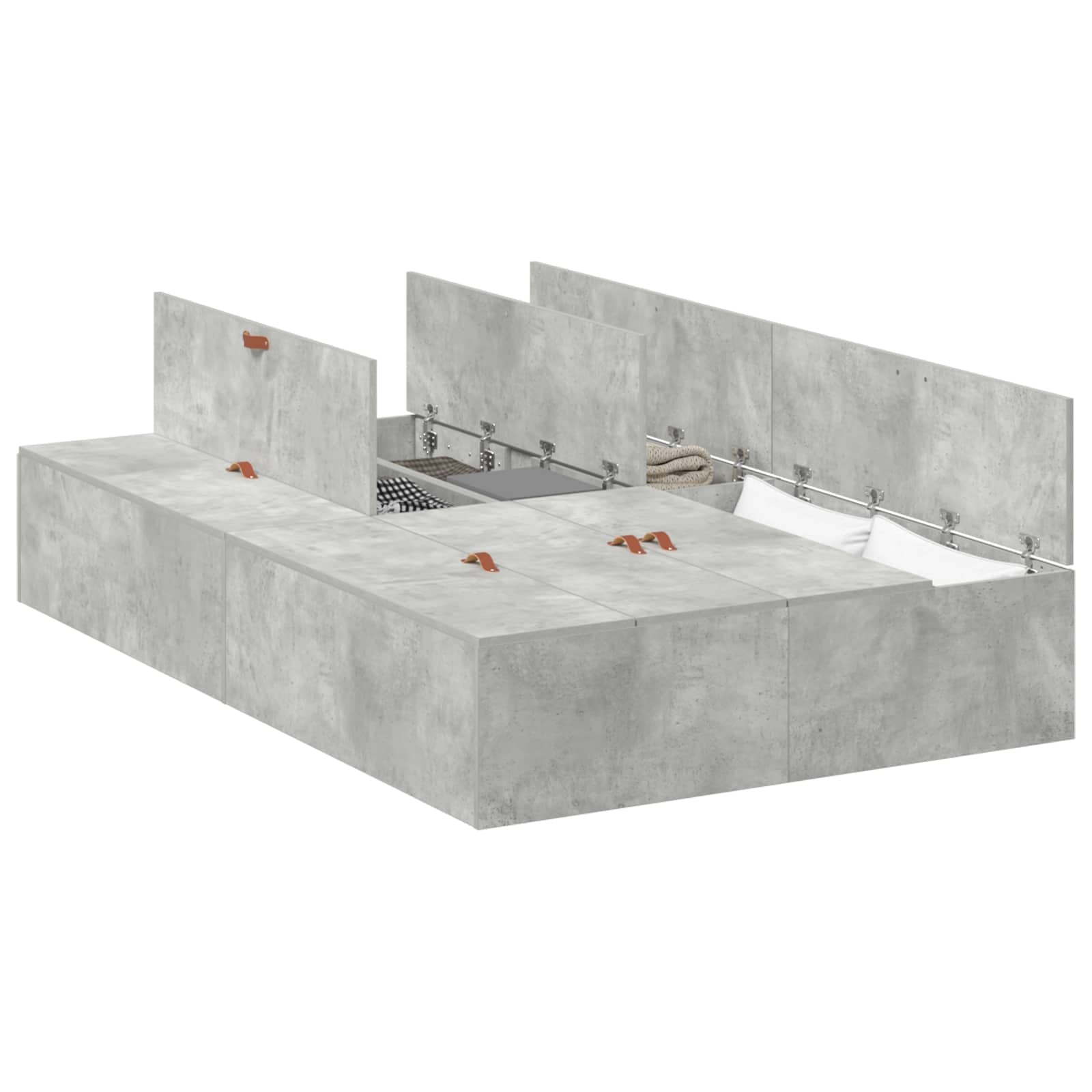 Cadre de lit avec rangement avec porte Gris béton 120 x 190 cm - XIOS