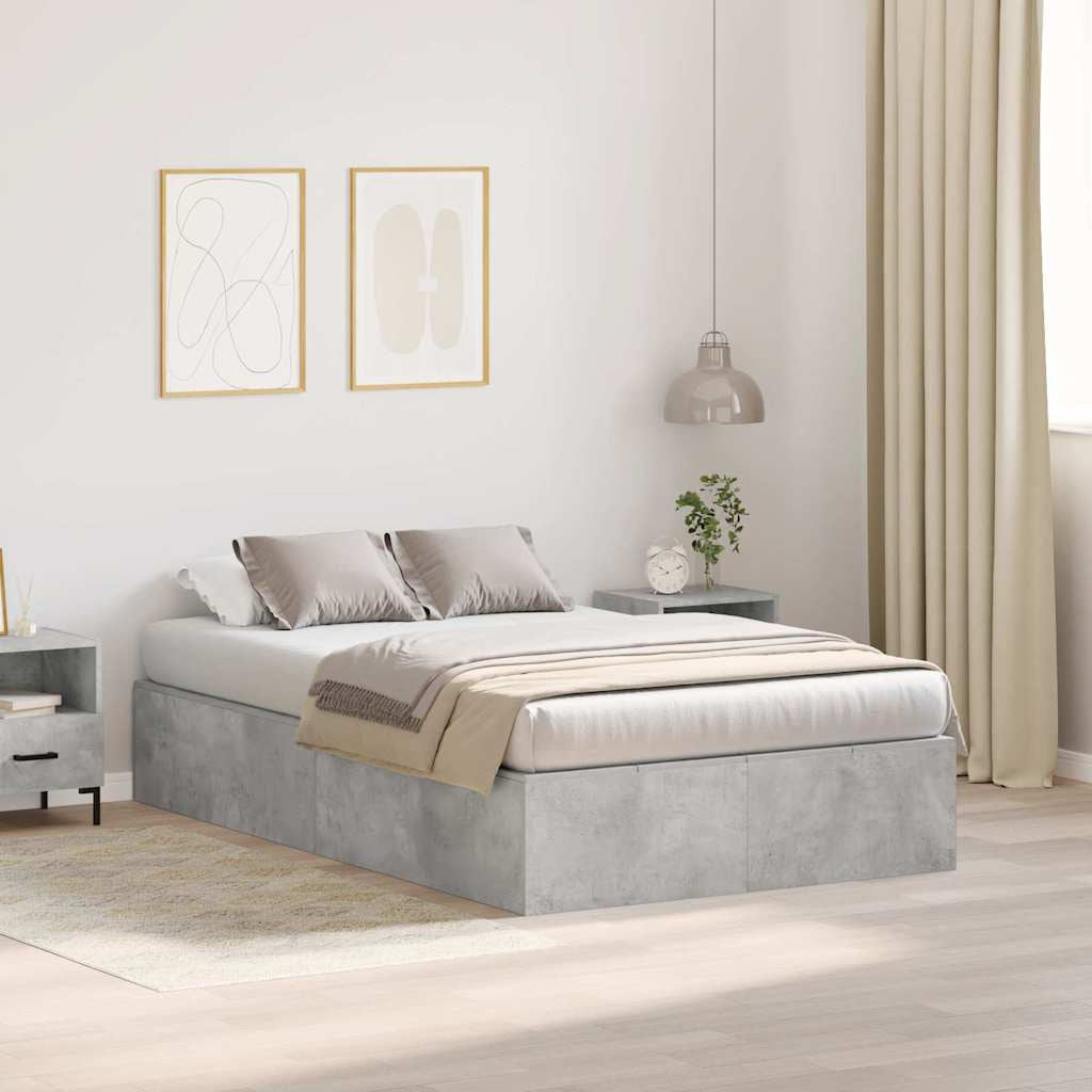 Cadre de lit avec rangement avec porte Gris béton 120 x 190 cm - XIOS