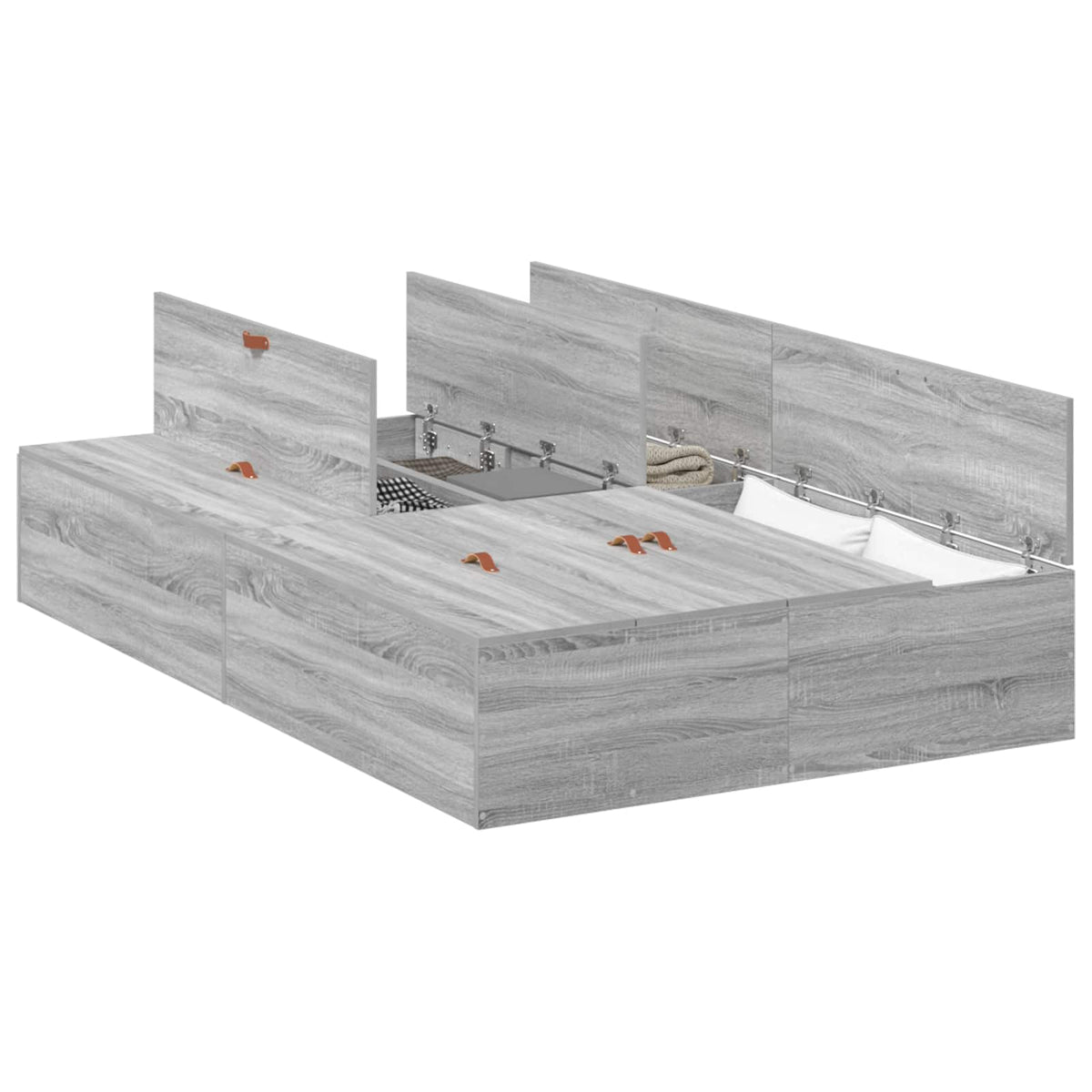 Cadre de lit avec rangement avec porte Gris Sonoma 120 x 190 cm - XIOS