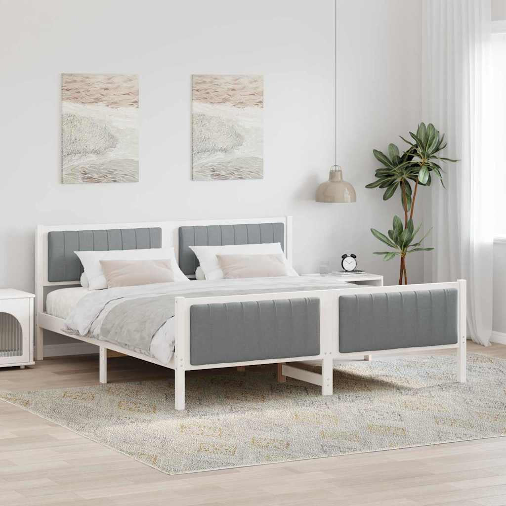 Cadre de lit avec tête de lit Blanc et gris clair 180 x 200 cm - XIOS