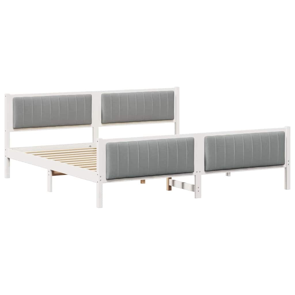 Cadre de lit avec tête de lit Blanc et gris clair 200 x 200 cm - XIOS
