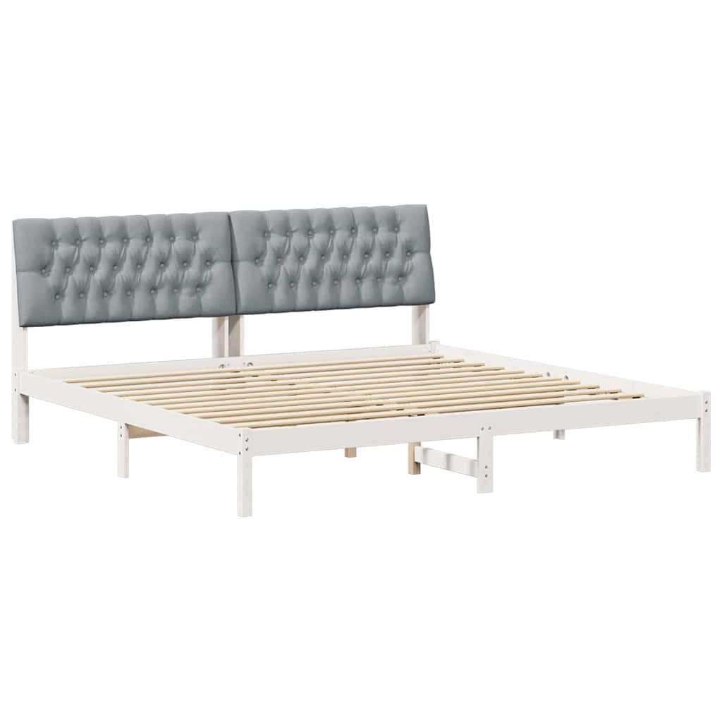 Cadre de lit avec tête de lit rembourrée Blanc 200 x 200 cm - XIOS