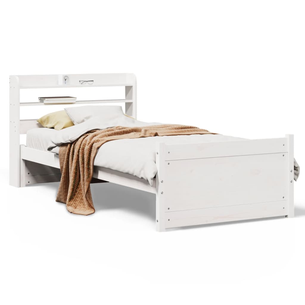 Cadre de lit avec tête de lit sans matelas blanc 90x190 cm - XIOS
