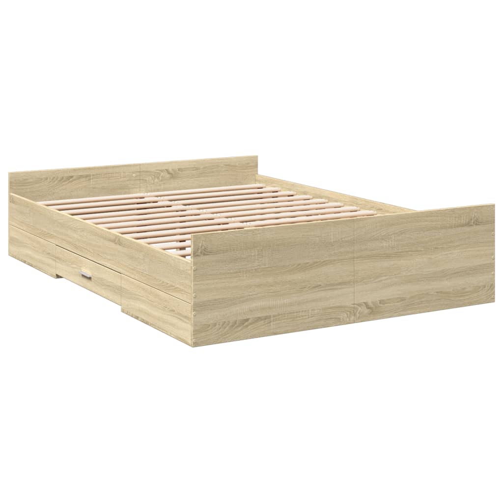 Cadre de lit avec tiroirs sans matelas chêne sonoma 135x190 cm - XIOS