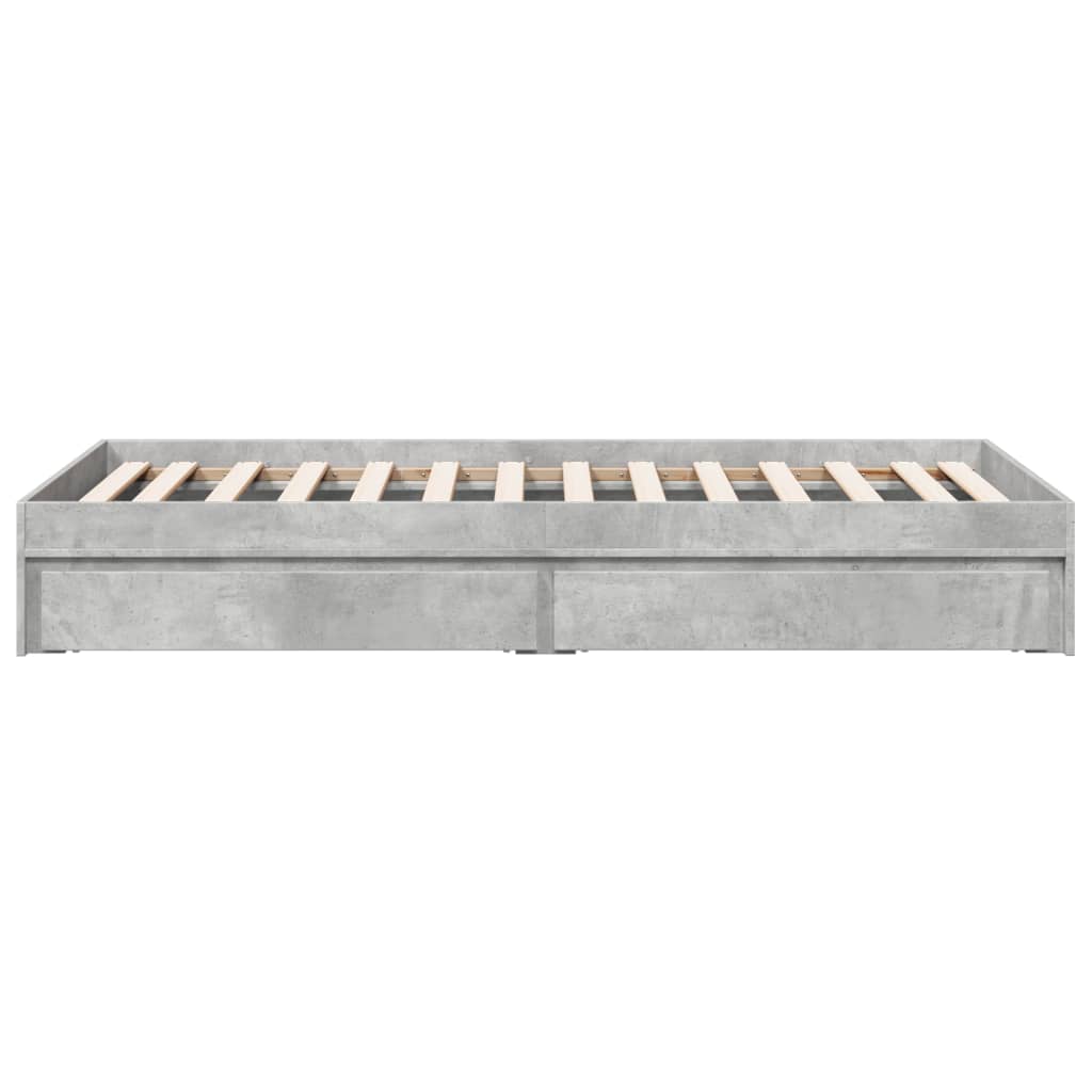 Cadre de lit avec tiroirs sans matelas gris béton 100x200 cm - XIOS