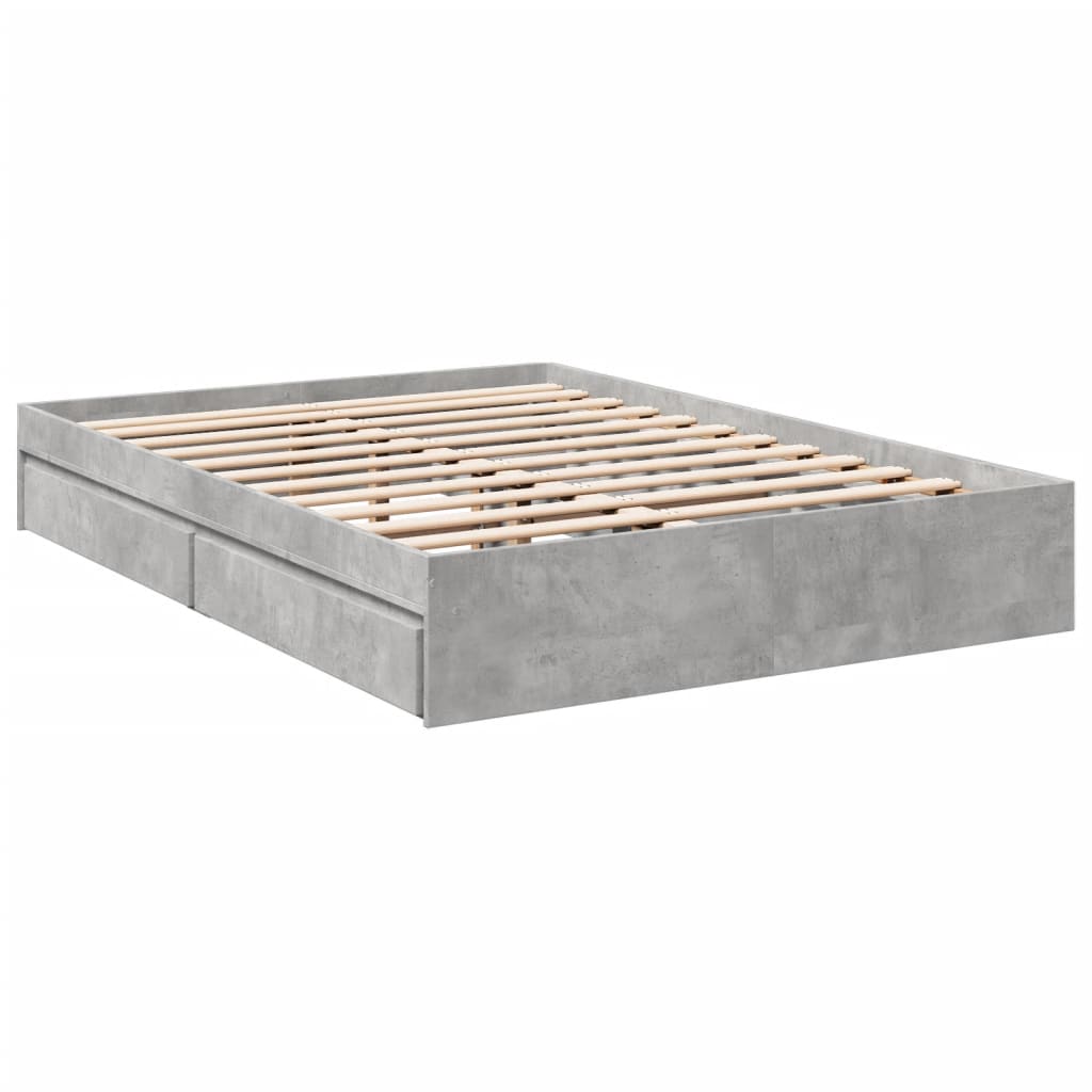 Cadre de lit avec tiroirs sans matelas gris béton 120x200 cm - XIOS