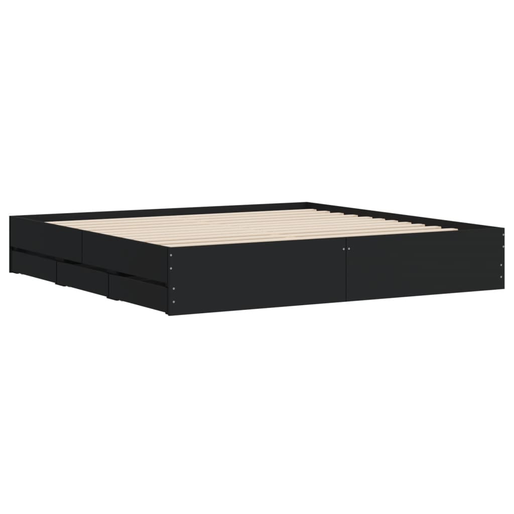 Cadre de lit avec tiroirs sans matelas noir 180x200 cm - XIOS