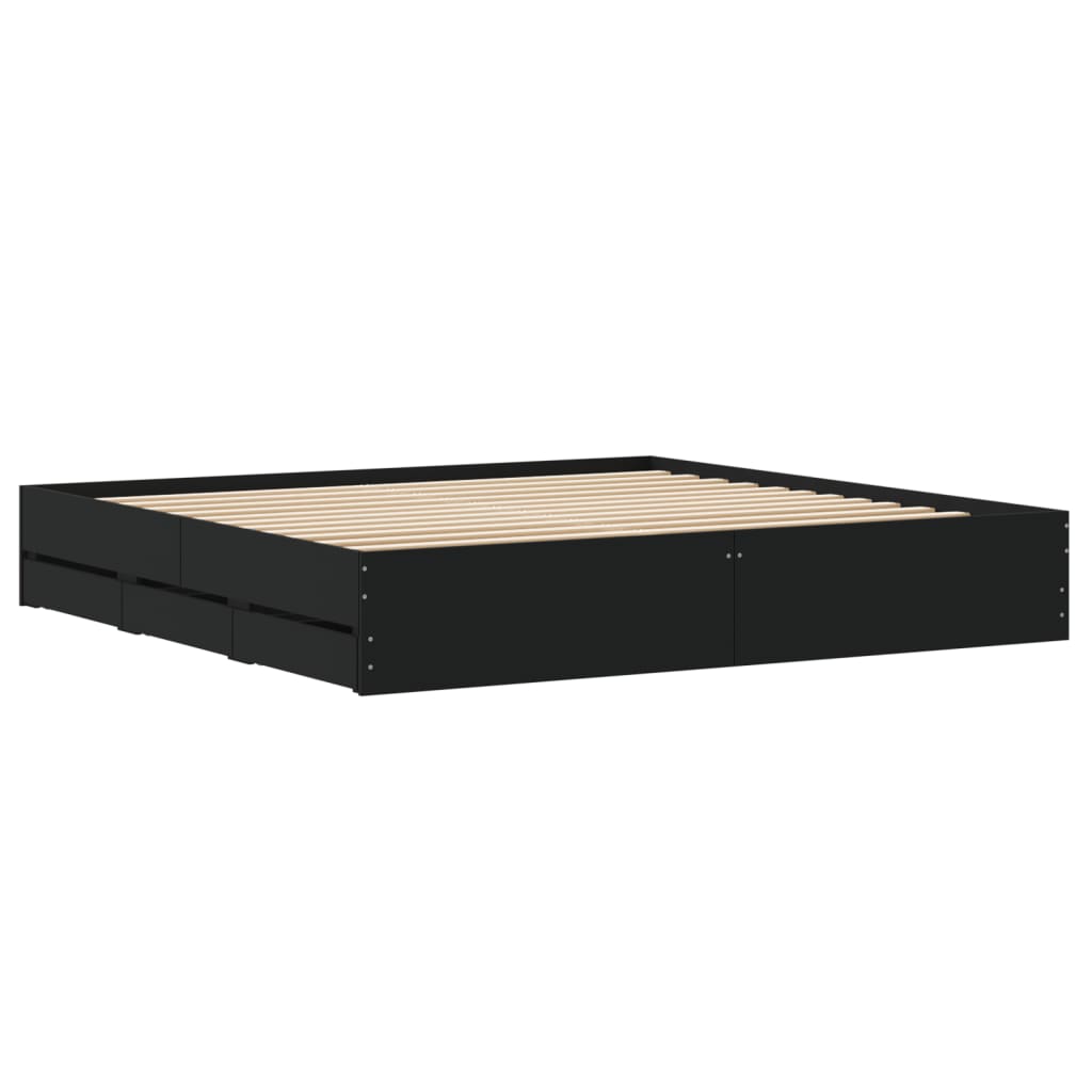Cadre de lit avec tiroirs sans matelas noir 180x200 cm - XIOS