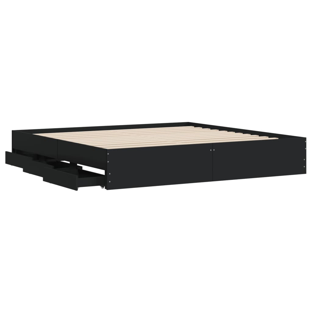 Cadre de lit avec tiroirs sans matelas noir 200x200 cm - XIOS