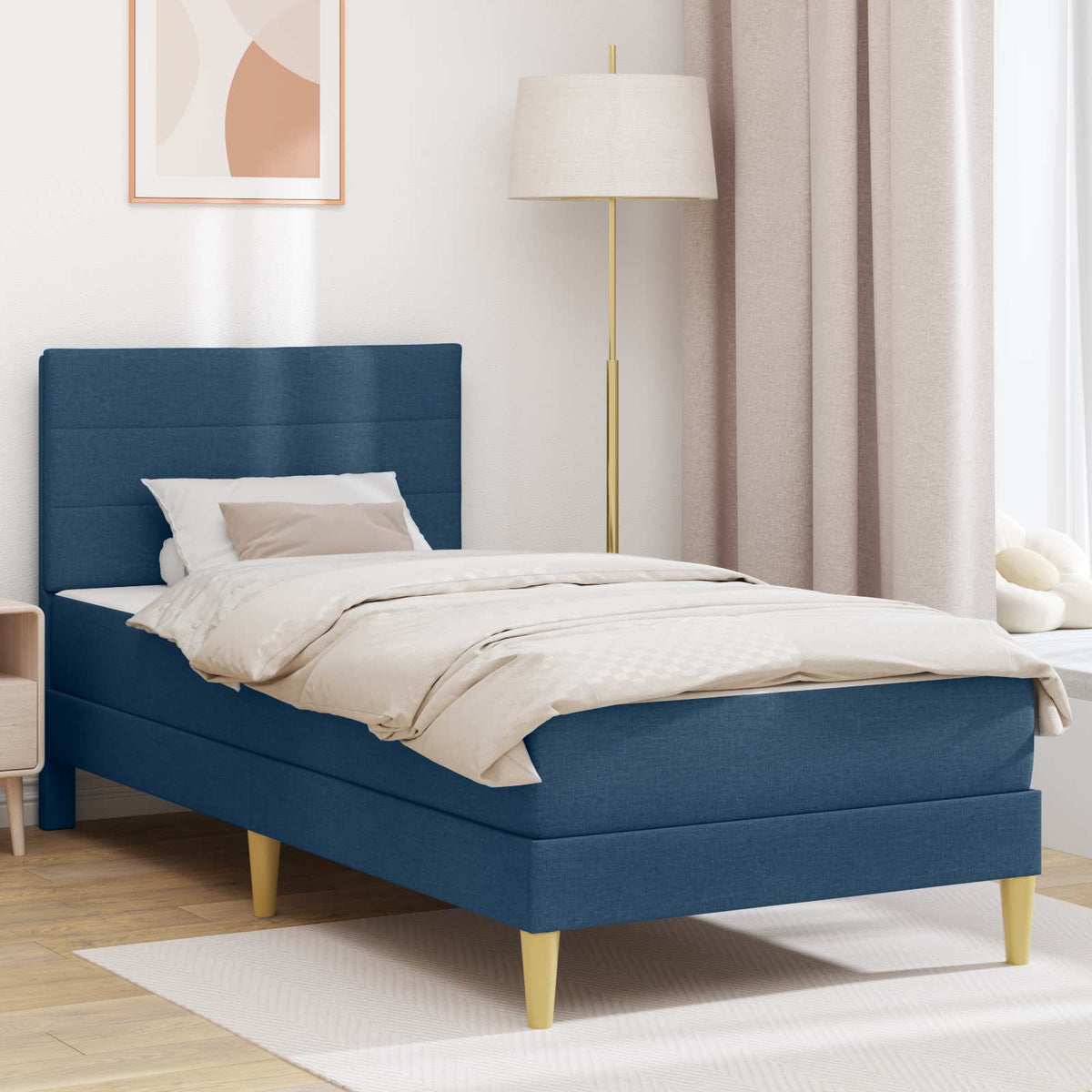 Cadre de lit Bleu 100 x 200 cm Polyester - XIOS