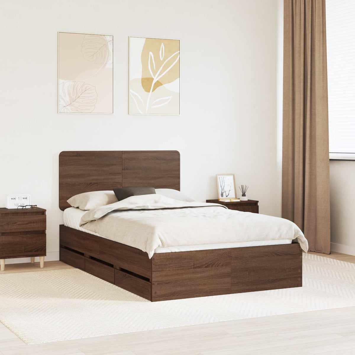 Cadre de lit Chêne brun 120 x 190 cm Bois Ingénierie - XIOS