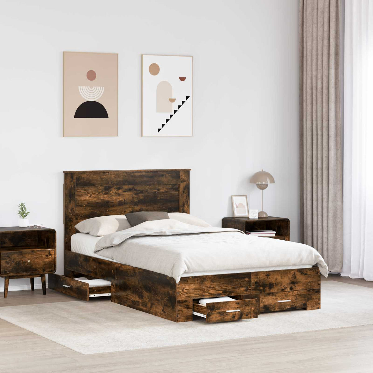 Cadre de lit Chêne fumé 120 x 190 cm Bois d’ingénierie - XIOS