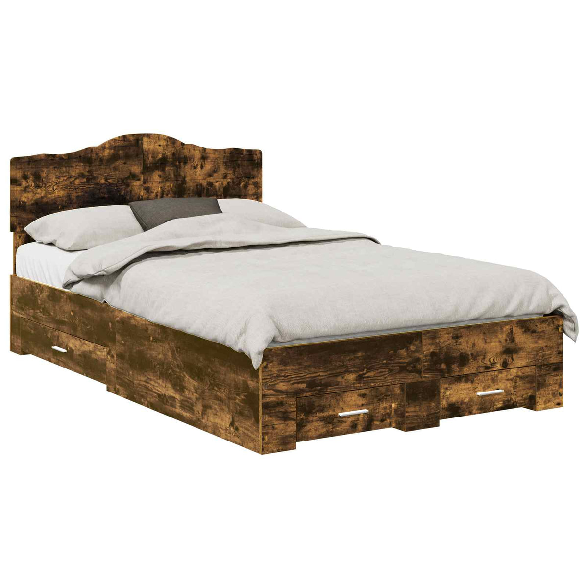 Cadre de lit Chêne fumé 135 x 190 cm Bois d’ingénierie - XIOS