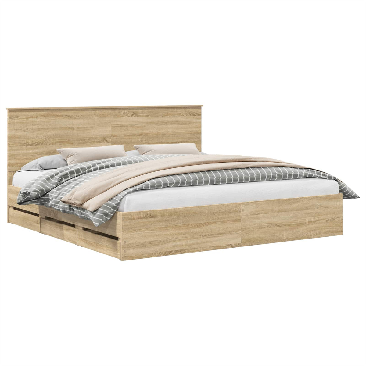 Cadre de lit Chêne Sonoma 200 x 200 cm Bois Ingénierie - XIOS