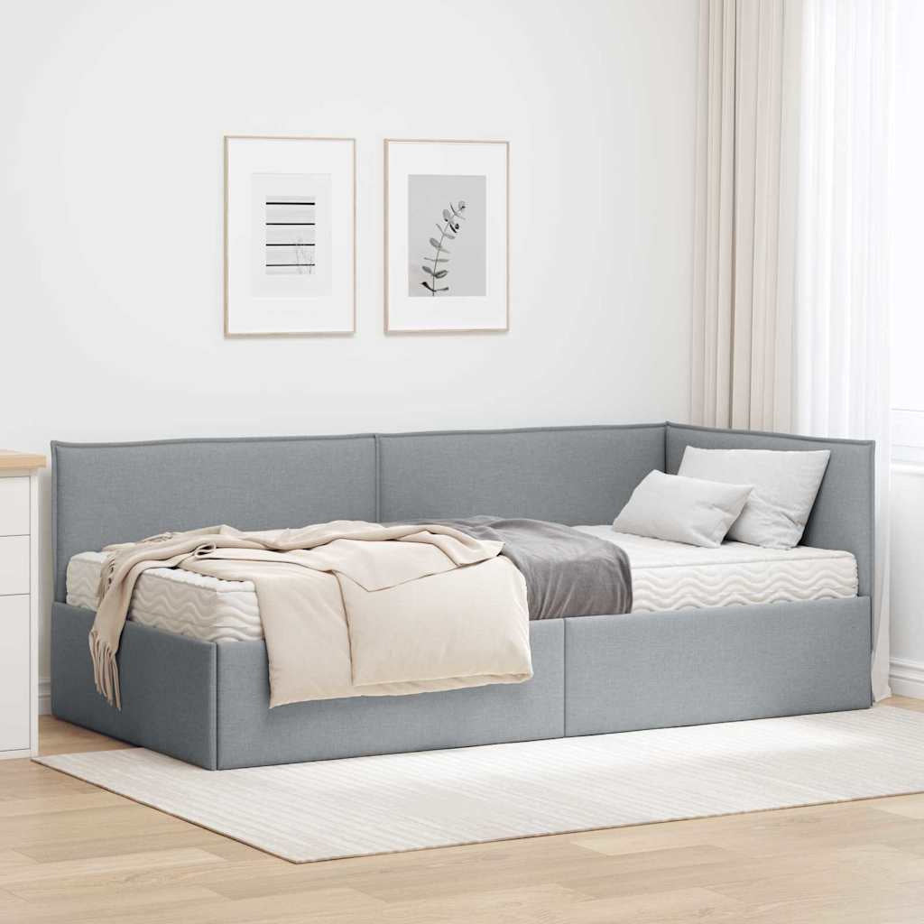 Cadre de lit d’angle avec matelas 2 pc Gris clair Velours - XIOS
