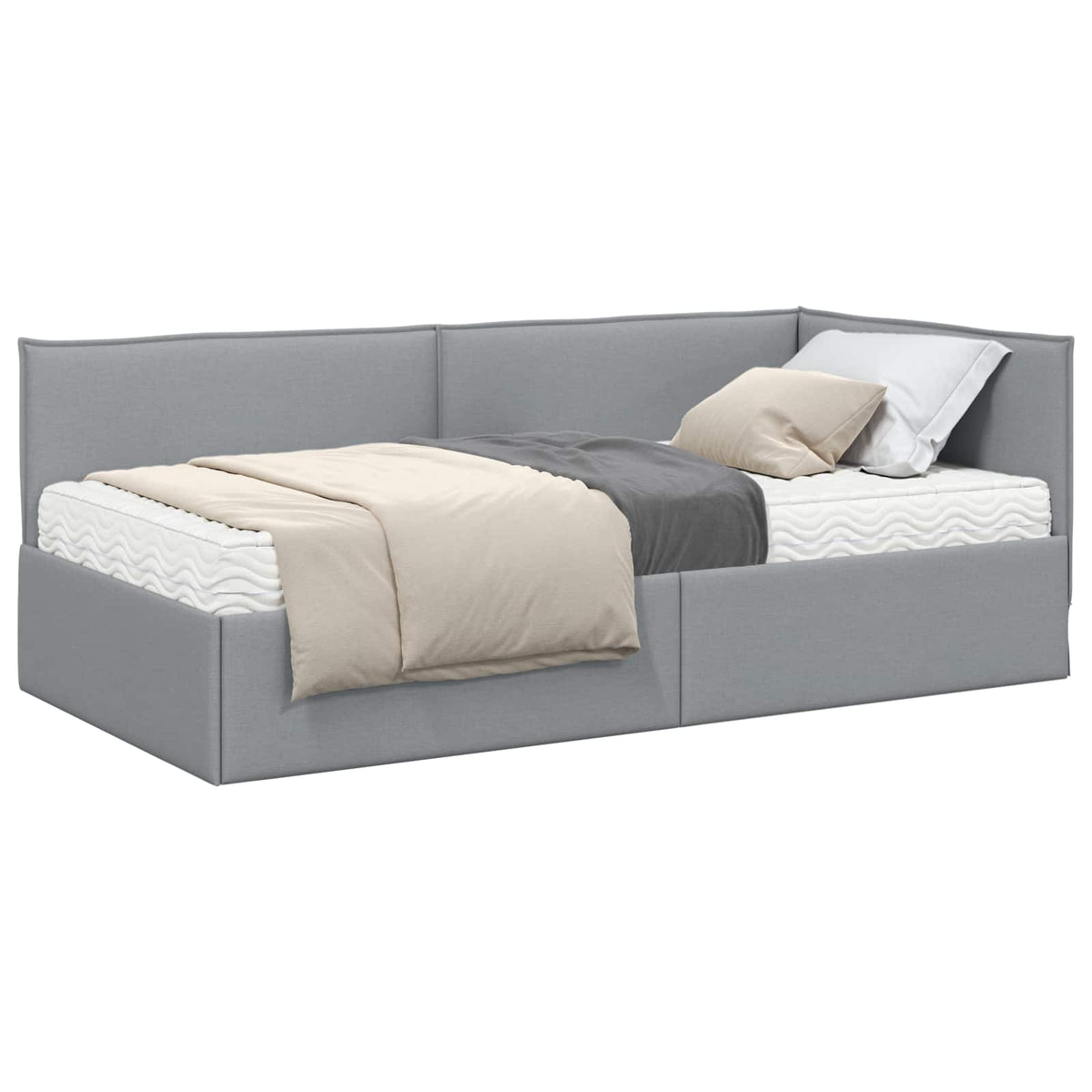 Cadre de lit d’angle avec matelas 2 pc Gris clair Velours - XIOS
