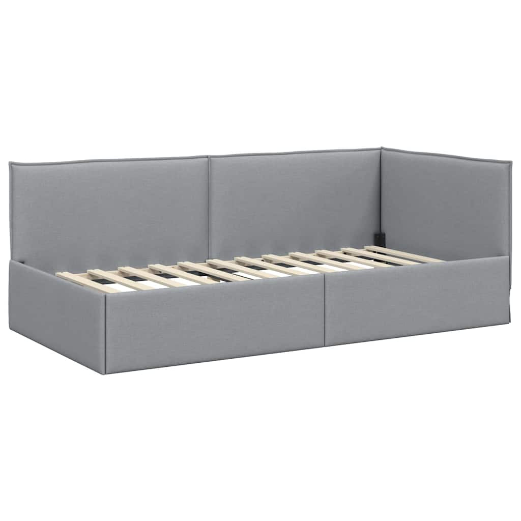 Cadre de lit d’angle avec matelas 2 pc Gris clair Velours - XIOS