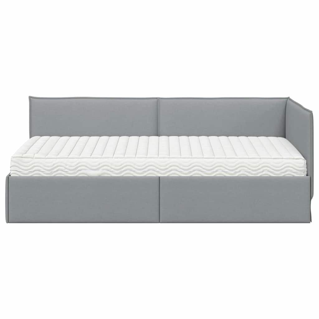 Cadre de lit d’angle avec matelas 2 pc Gris clair Velours - XIOS
