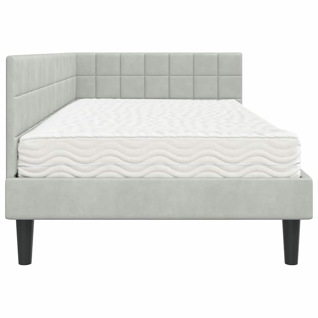 Cadre de lit d’angle avec matelas 2 pc Gris clair Velours - XIOS