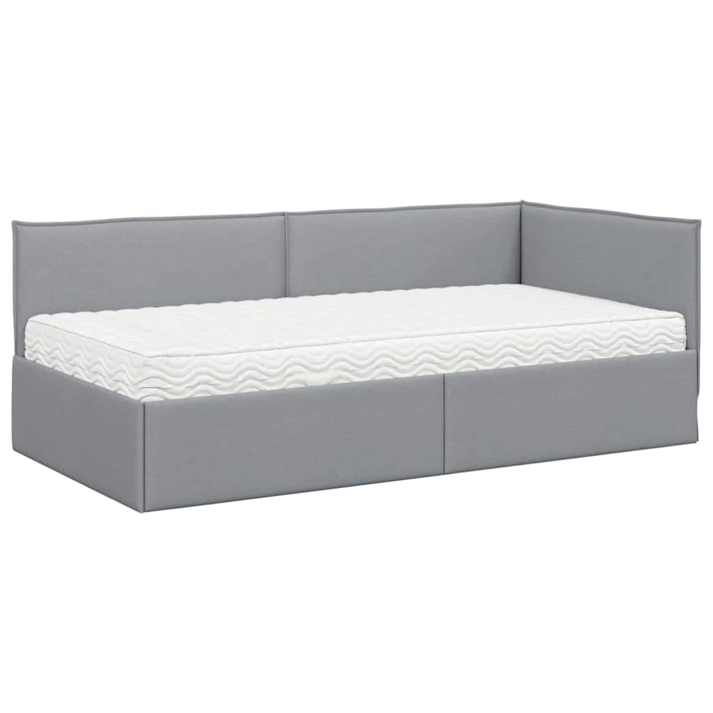 Cadre de lit d’angle avec matelas 2 pc Gris clair Velours - XIOS