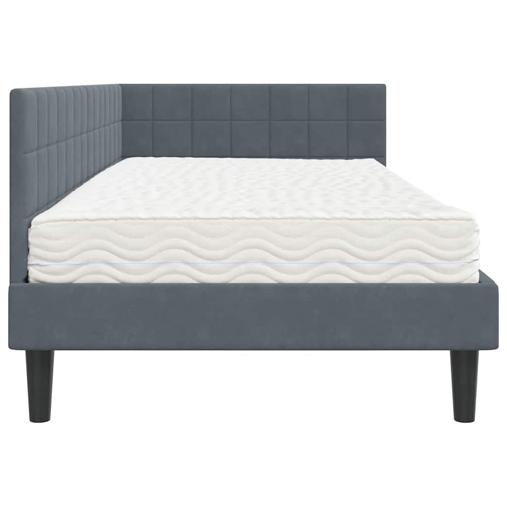 Cadre de lit d’angle avec matelas 2 pc Gris Velours - XIOS