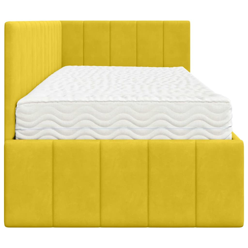 Cadre de lit d’angle avec matelas 2 pc Jaune Velours - XIOS