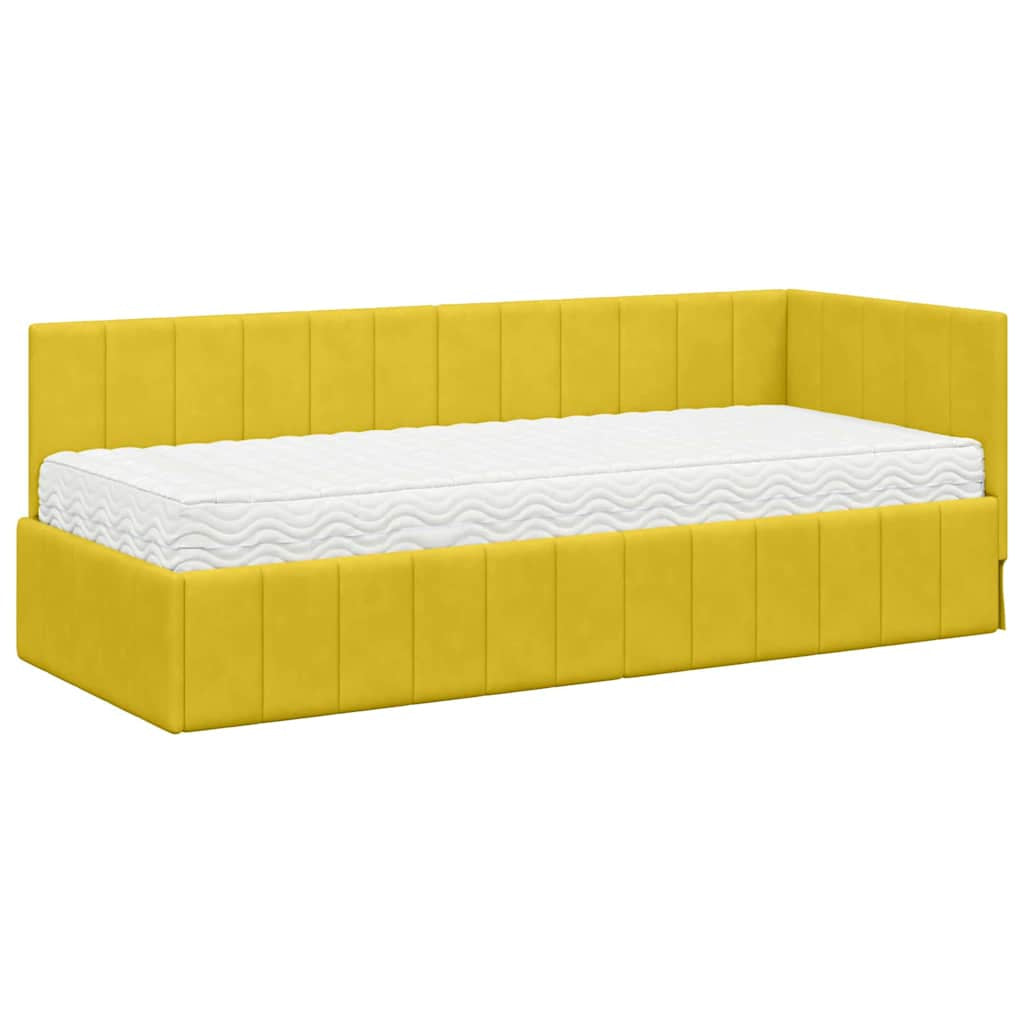 Cadre de lit d’angle avec matelas 2 pc Jaune Velours - XIOS