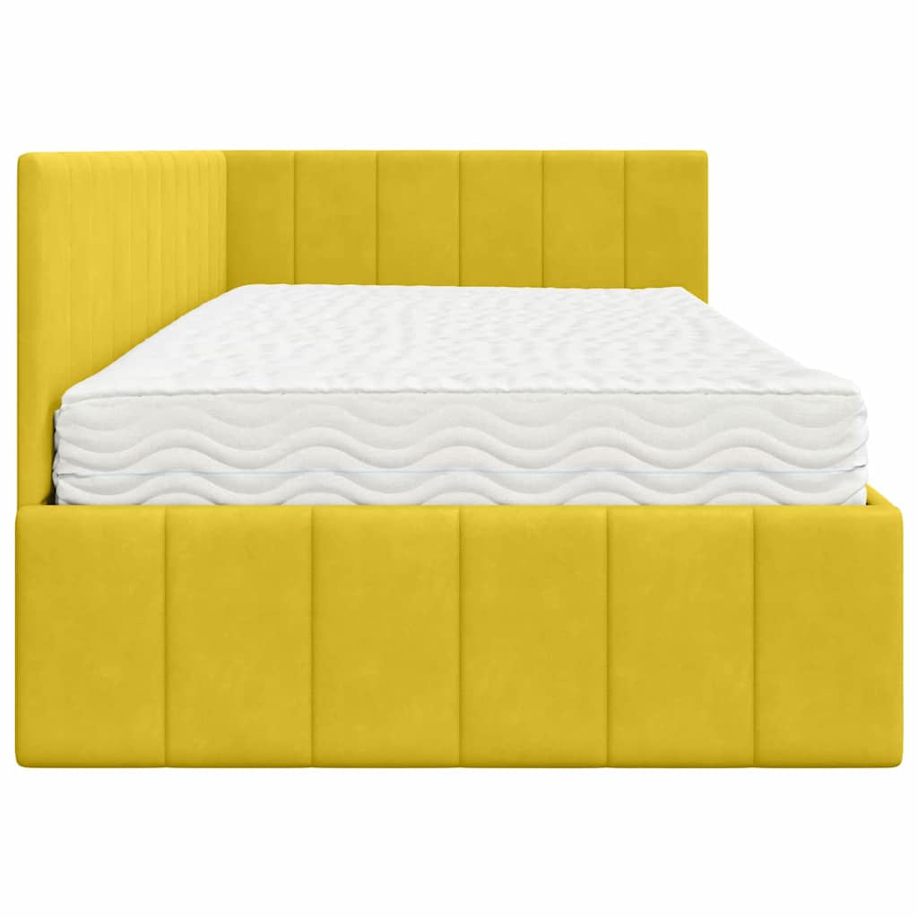 Cadre de lit d’angle avec matelas 2 pc Jaune Velours - XIOS